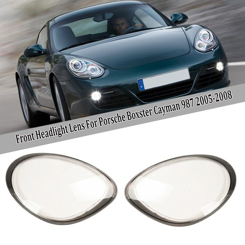 2Pcs Front Headlight Lens Cover Replacement For Porsche Boxster Cayman 987 05-08 - Picture 11 of 14