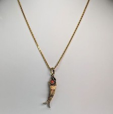 14K Gold, Fish Pendant with 16" Long Rope Chain