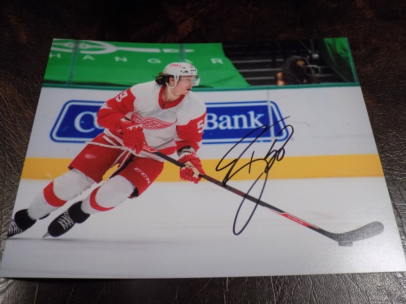 TYLER BERTUZZI AUTOGRAPHED RED WINGS 8X10 PHOTO W/COA
