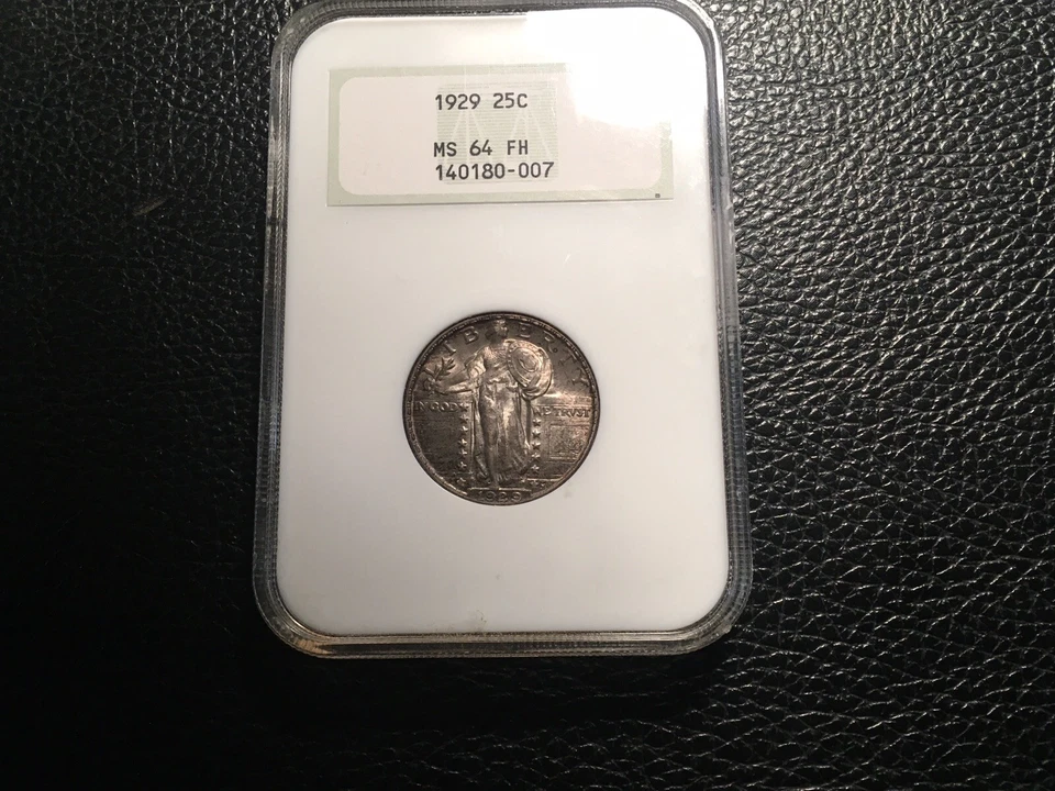 1929 standing liberty quarter NGC64 Unc Full Head Old Holder Issues Glue - Image 2 of 4