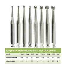 Wave Dental Carbide Bur Prima Midwest Round Latch RA 1 2 3 4 5 6 7 8 Operative