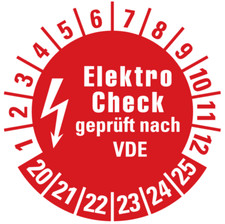 100x Prüfplakette "Elektro Check | 20-25" e-Check Etikett Aufkleber,rot | Ø 20mm