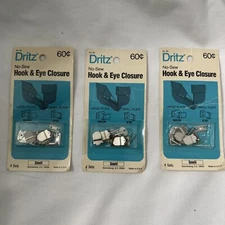 Hook & Eye Closure Pack Of 3 Sew-On Packages 4 Sets In Each No Sew Dritz