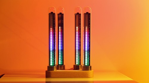 Indicador único de nivel de sonido tubo LED RGB reloj digital pantalla espectro de música - Vídeo 1 de 1
