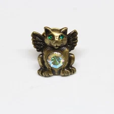 Pet Pals Cat Pin With Rhinestone Lapel Enamel Collectible T&T Vintage