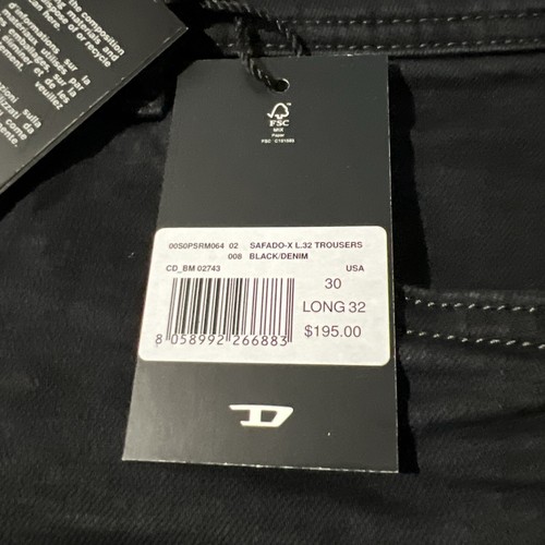 Diesel Mens Safado Straight Fit Jeans RM064 Black $195 Size 30/32 - Picture 7 of 7