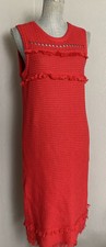 J Crew Factory Sleeveless Red Fringe Cotton Sweater Dress Size J1020 M