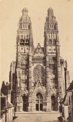 Touren Kathedrale Saint Gatien Frankreich altes CDV Foto 1870