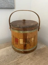 Vintage Wooden Sugar Bucket Firkin Barrel Lid Laundry Clothesline Farmhouse Wood