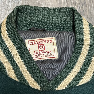 ⚡️60’s CHAMPION KNITWEAR Co ヴィンテージ ジャケット Vintage 50s 60s Champion Knitwear Running Man Green Varsity Jacket
