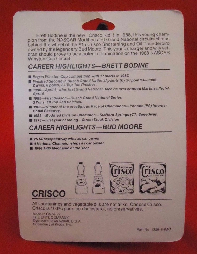 Coche diecast Ertl 1988 Ford Thunderbird #15 Brett Bodine Crisco 1:64 Foto 3 de 3