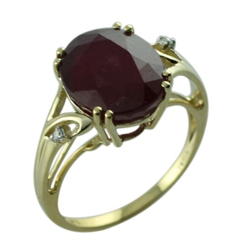 Ruby Gf Gemstone Cocktail Red Ring Size 7 10k Yellow Gold Indian Jewelry - Picture 1 of 6