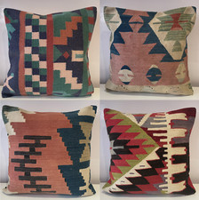 Luxury Wool Turkish Colourful Pure Kilim Cushion Cover Including Pairs 50 x 50cm