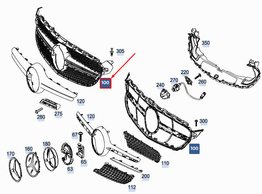 MERCEDES-BENZ C Coupe C205 Radiator Grille A2058881760