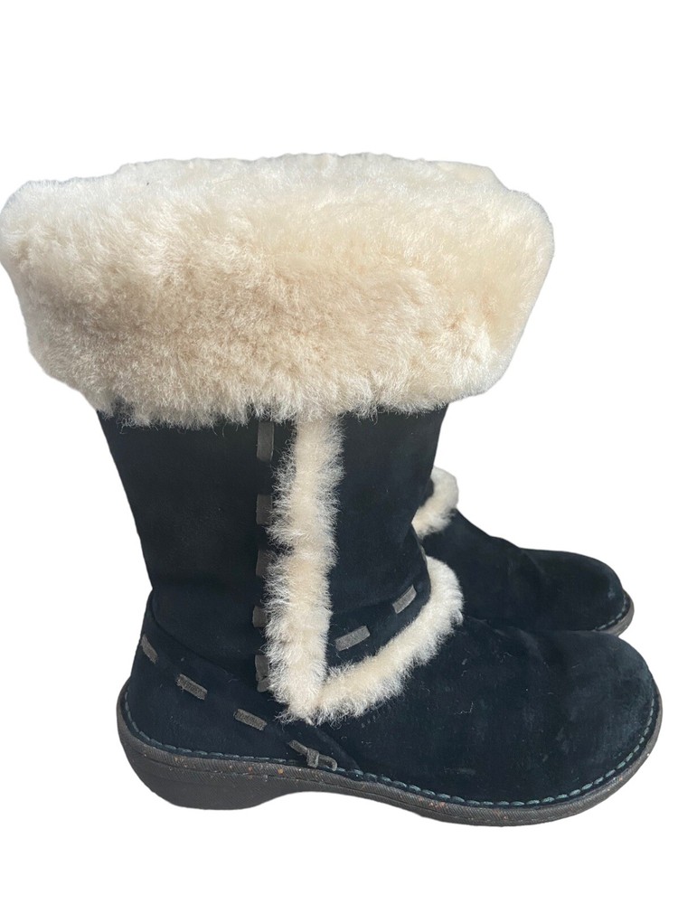 UGG Australia 5674 ELIJO Black Suede Shearling Boots US Women's 7