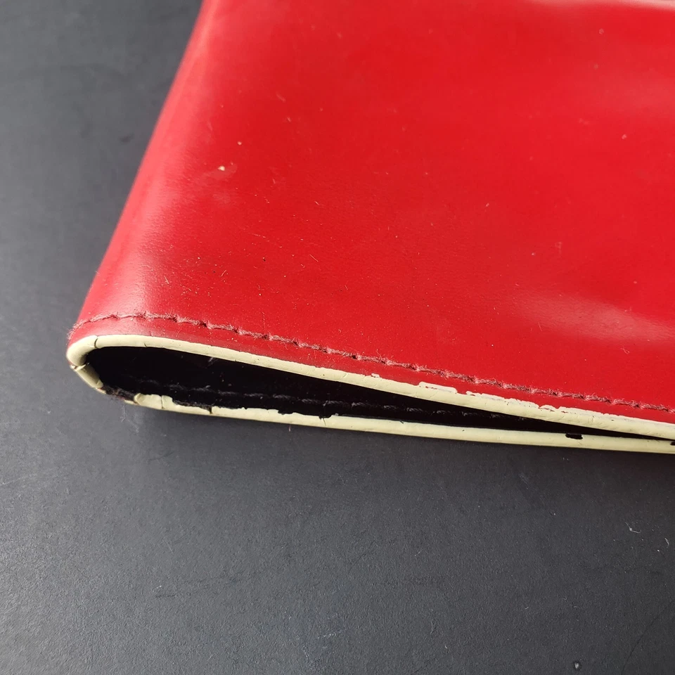 J Fold Perforated Art Deco Red Genuine Leather Trendy Fashion Bifold Wallet - Image 4 of 4