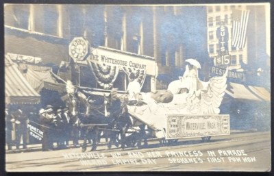 Spokane WA First Pow Wow Parade Waterville Float RPPC Martin Photo