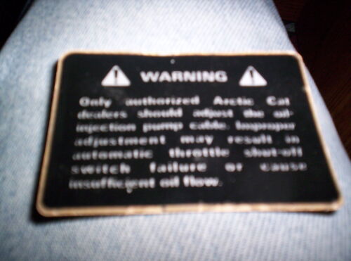 Vintage snowmobile Arctic Cat Oil Cable Adjustment Warning Decal Sticker 212-267 - Afbeelding 1 van 1