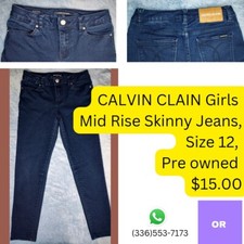 Calvin Klein Jeans Girl's Size 10 Mid Rise Skinny Light Wash Adjustable Waist