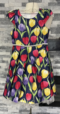 American Princess Sz 8 TULIPS Floral Easter Dress Long Fancy Girls