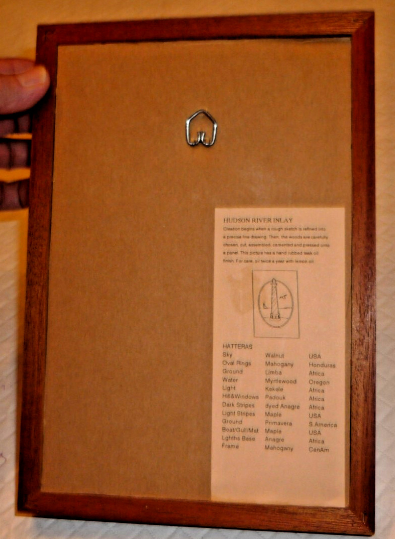 CAPE HATTERAS LIGHTHOUSE WOOD INLAY MARQUETRY BY JEFF NELSON OF HUDSON RIVER