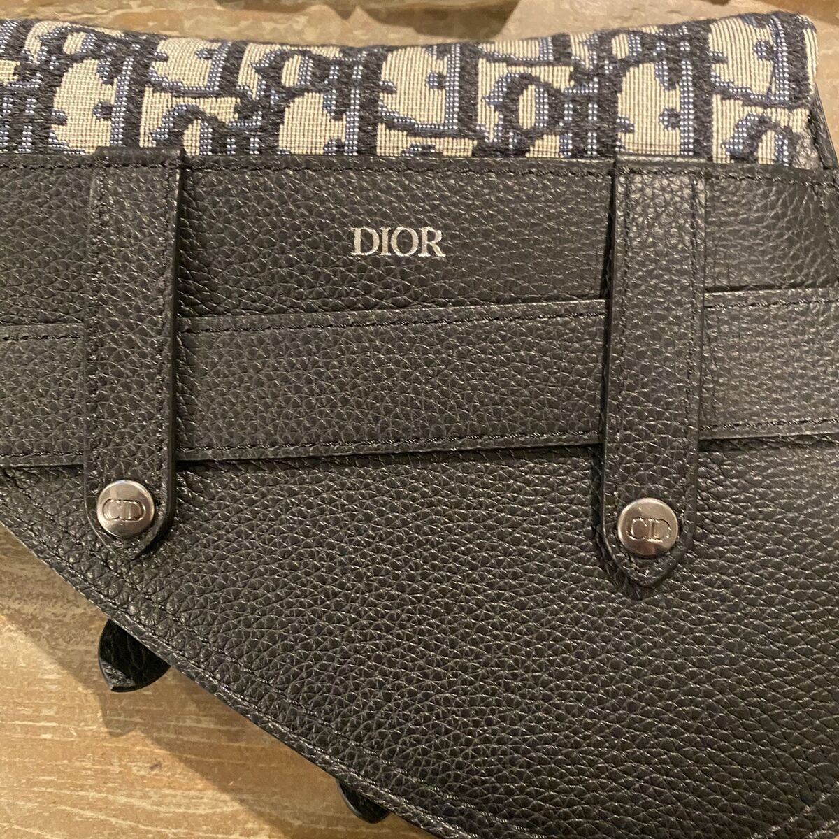 CHRISTIAN DIOR Saddle Belt Bag Oblique Blue Trotter Canvas CHRISTIAN DIOR Saddle Belt Bag Oblique Blue Trotter Canvas