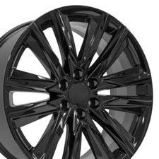 Set Of Four 22 Inch Black 4869 Rims Fits Cadillac Gmc Chevy Set Of Four 22 Inch Black 4869 Rims Fits Cadillac Gmc Chevy