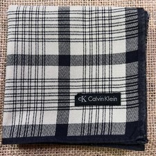 MAN HANDKERCHIEF COTTON ART POCKET SQUARE 19" CLASSIC BEIGE  BLACK PLAIDS CHECK