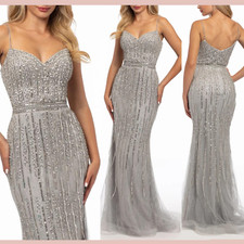 NWT 419 Camille La Vie  4  Rhinestone Glitter Sweetheart Trumpet Dress S1442