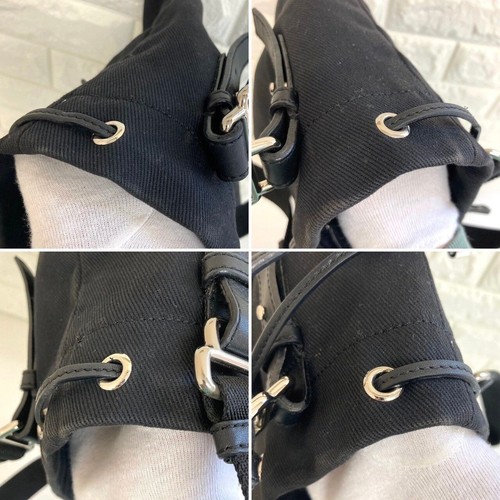 Yves Saint Laurent rive gauche KAHALA Black Canvas cotton Tote Bag [Exc +5] Rare - Picture 5 of 10