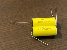 2 New 8.2 uF 250V Supertech MPT Film Audio Signal Crossover Capacitors (Qty)