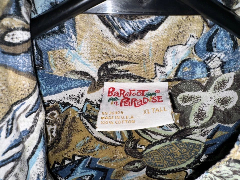 Camisa hawaiana alta XL Barefoot In Paradise para hombre Foto 3 de 4