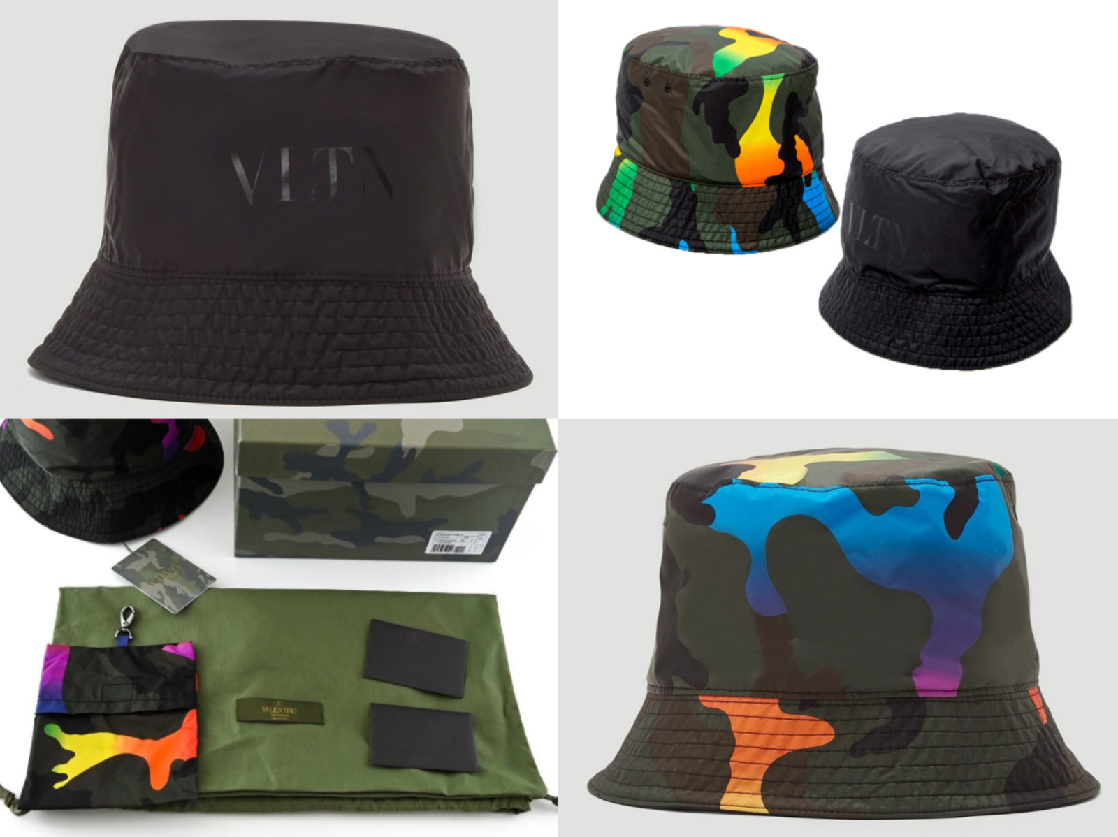 Valentino Garavani Reversible Camouflage Shell Bucket Hat Cap Fisherman 57