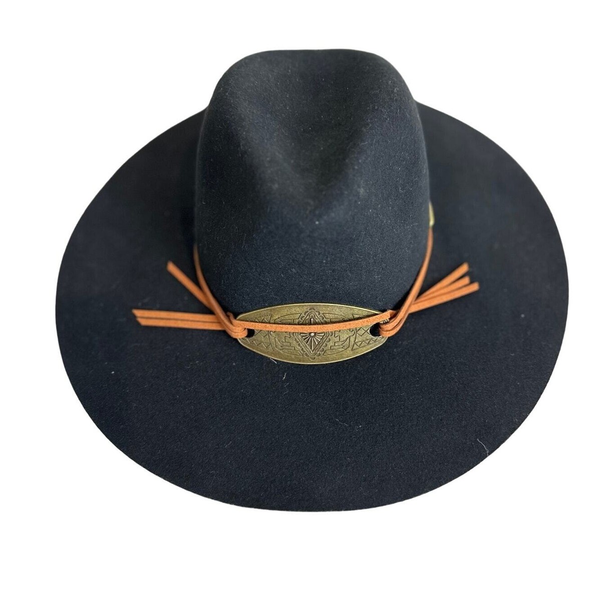 Vintage San Diego Hat Company Felted Wool Floppy Fedora Hat Black $80 San Diego Hat Company Fedora WOOL FELT BELT BUCKLE Band  main image 2