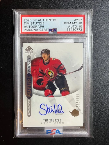 2020 SP Authentic Future Watch Tim Stutzle Auto Rookie /999 PSA 10 Auto 10
