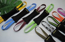 3 STÜCK !! Beißwurst Leder 20 x 5cm, 2 Schlaufen Dummy Bringsel Hundesport IGP