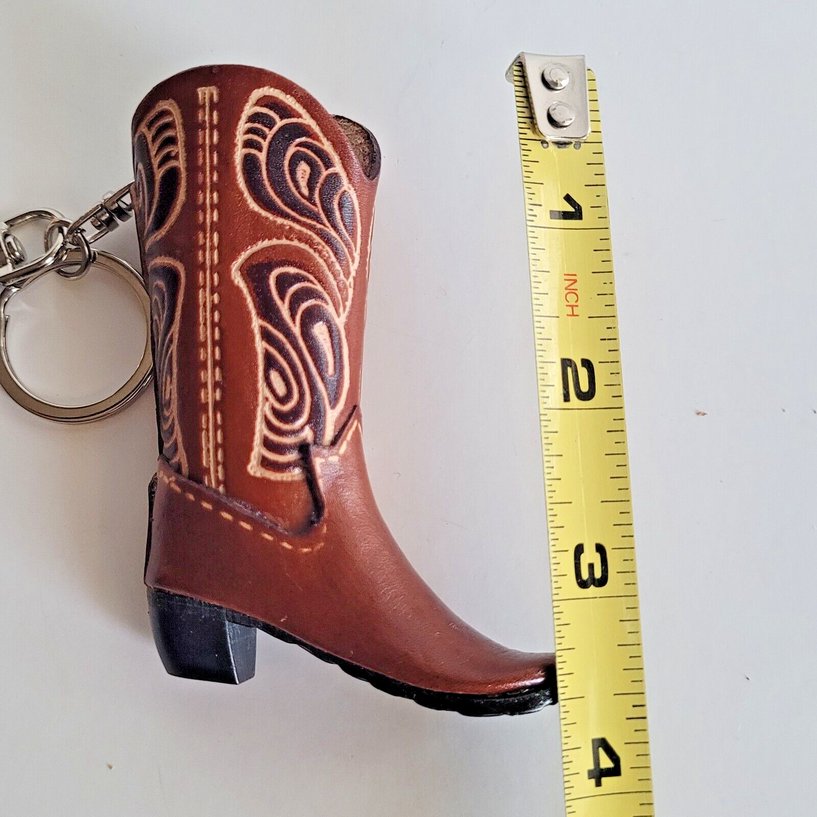 Cowboy Key Rings Cowboy Boot Leather Keychain Brown Handmade Ring Western Fob Key Ring ...