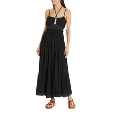 ULLA JOHNSON Freya Strappy black jersey Midi Dress Size 2