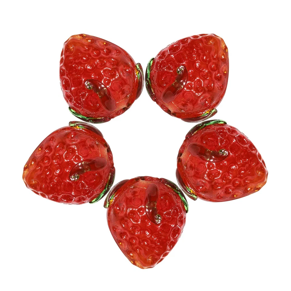 10x Lampwork Strawberry Loose Bead for Bracelets Necklace Earring Jewelry Making - Image 2 of 4