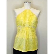 Roberto Cavalli Yellow Snakeskin Halter Top Size 48