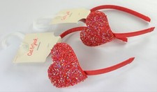 2 Pack Girls' Glitter Sweet-Heart Headbands by Cat  Jack  Comfort Wrap Band Red
