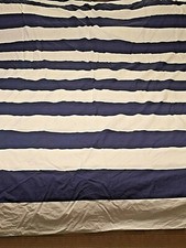 Pottery Barn Kids Wide Stripe Navy Blue White Nautical approx 82x65" Duvet Cover