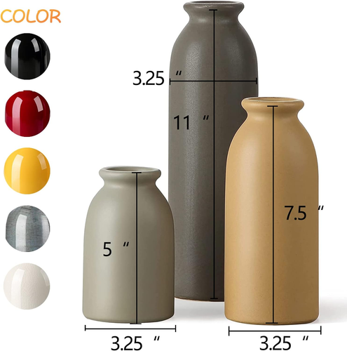 -Ceramic Matte Vase for Home Decor, Modern and Minimalist Decorative Vases Set. - Picture 2 of 12
