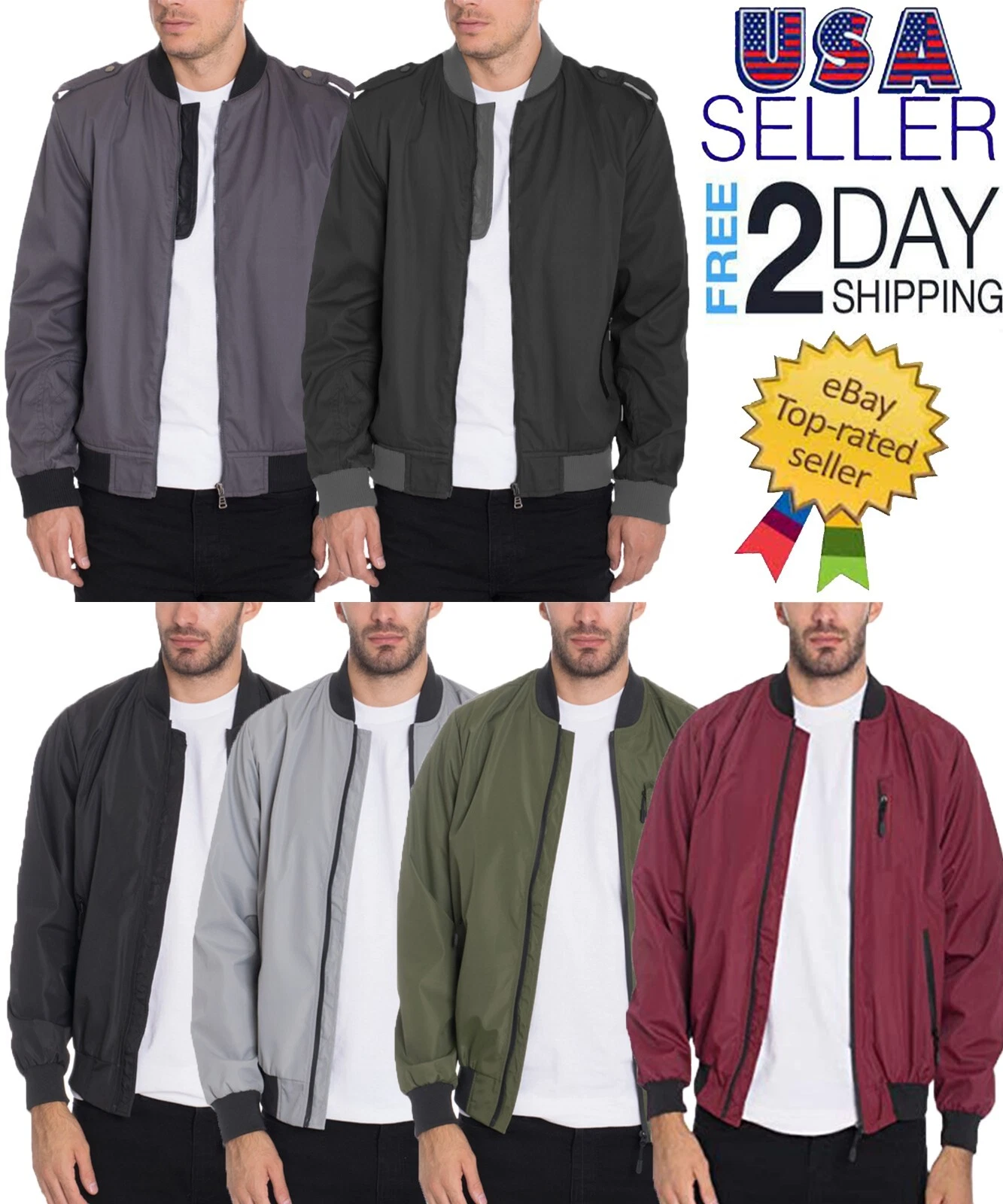 Mens Light Weight Windbreaker Zip Up Jacket Lightweight Summer and Spring Coat