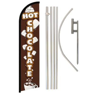 Hot Chocolate Full Curve Windless Swooper Flag Pole Kit Concessions Drinks