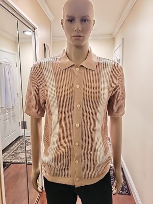 Men MASSIVE Luxury Edition Vtg Style Crochet Knitted Shirt SIZE S