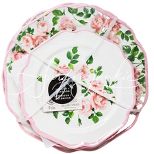 Laura Ashley Melamine Pink Floral Flowers 8pc Dinner Salad Plates Spring 2025