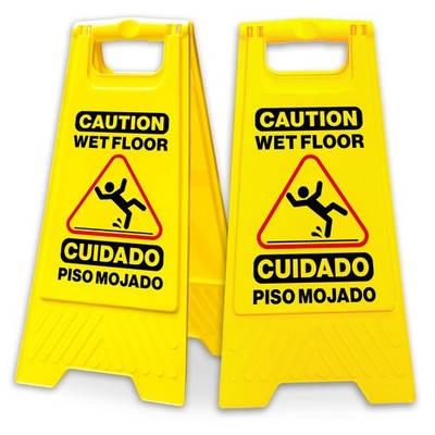 Caution Wet Floor Sign, 24 Inch Folding A Frame Sign, Bright Yellow Double Si...