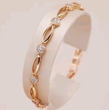 Luxus Armband 585er Rolled Roségold Walzgold mit Zirkonia Kristallen Elegant
