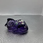 FENTON GLASS SLEEPING CAT PURPLE HAND PAINTED SIGNED